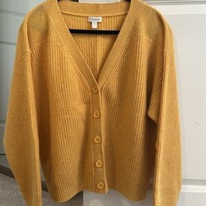 Garnet Hill 100% Ribbed Cashmere Cropped Button up cardigan